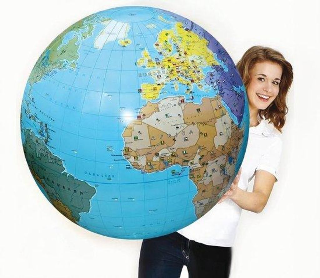 Famanu XXL aufblasbare Weltkugel 85 cm, ozeanblau, Produktbild 