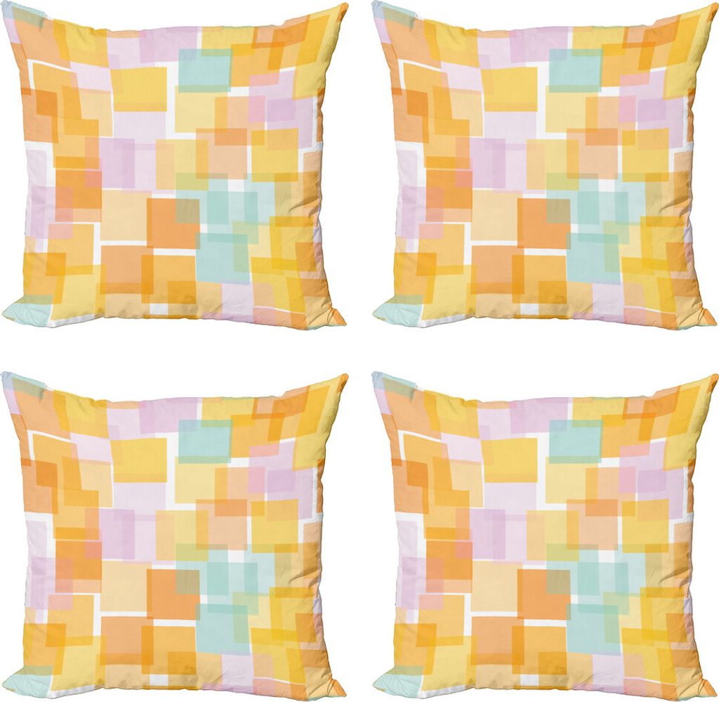 ABAKUHAUS Abstrakt Kissenbezug Set (4 Stück), Geometrische Zufällige Squares, Moderner Doppelseitiger Digitaldruck, 50 cm x 50 cm, Mehrfarbig
