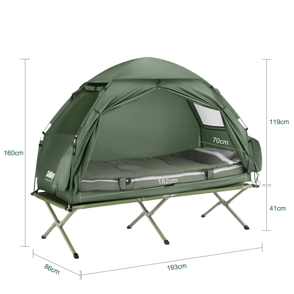 SoBuy OGS32-GR Feldbett mit Zelt 7in1 Wurfzelt mit