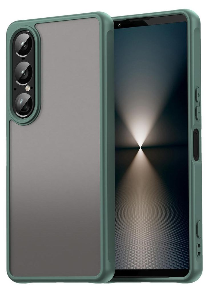 Matt Hülle für Sony Xperia 1 VII mit Kameraschutz, Transluzente Matt Rückseite Stoßfeste Handyhülle Grün
