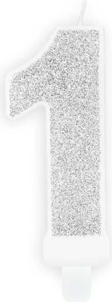 Candela Compleanno Numero 1 Argento Chrome 7cm - Box 24pz per Feste Glam