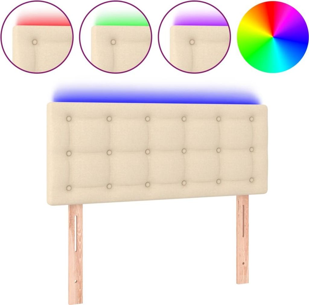 vidaXL LED Kopfteil Creme 90x5x78/88 cm Stoff