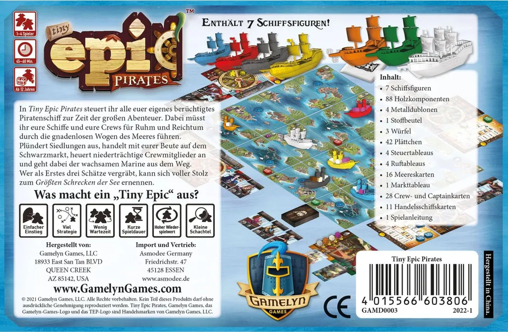 Tiny Epic Pirates Jeu de Société Gamelyn Games Version Allemande DE