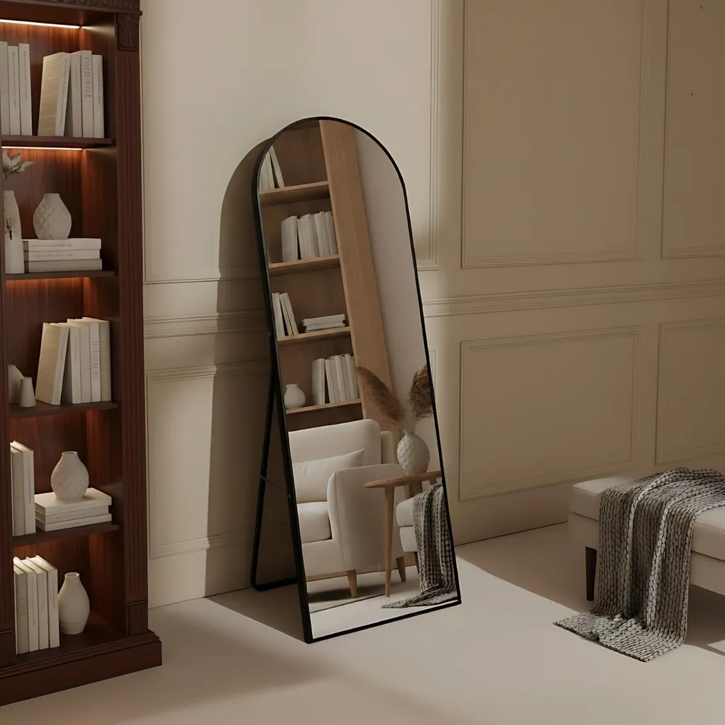 Miroir psyché rectangulaire FRAM 150x50 cm avec support stable intégré