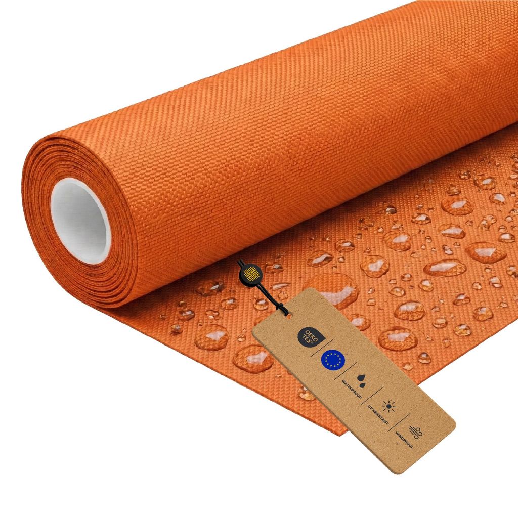 LOMIQ Polyesterstoff Wasserdicht, 100x150 cm, Hellorange, 366 g/m2, Meterware Stoff Outdoor, Reißfest & Pflegeleicht, Material für Markisenstoff ...