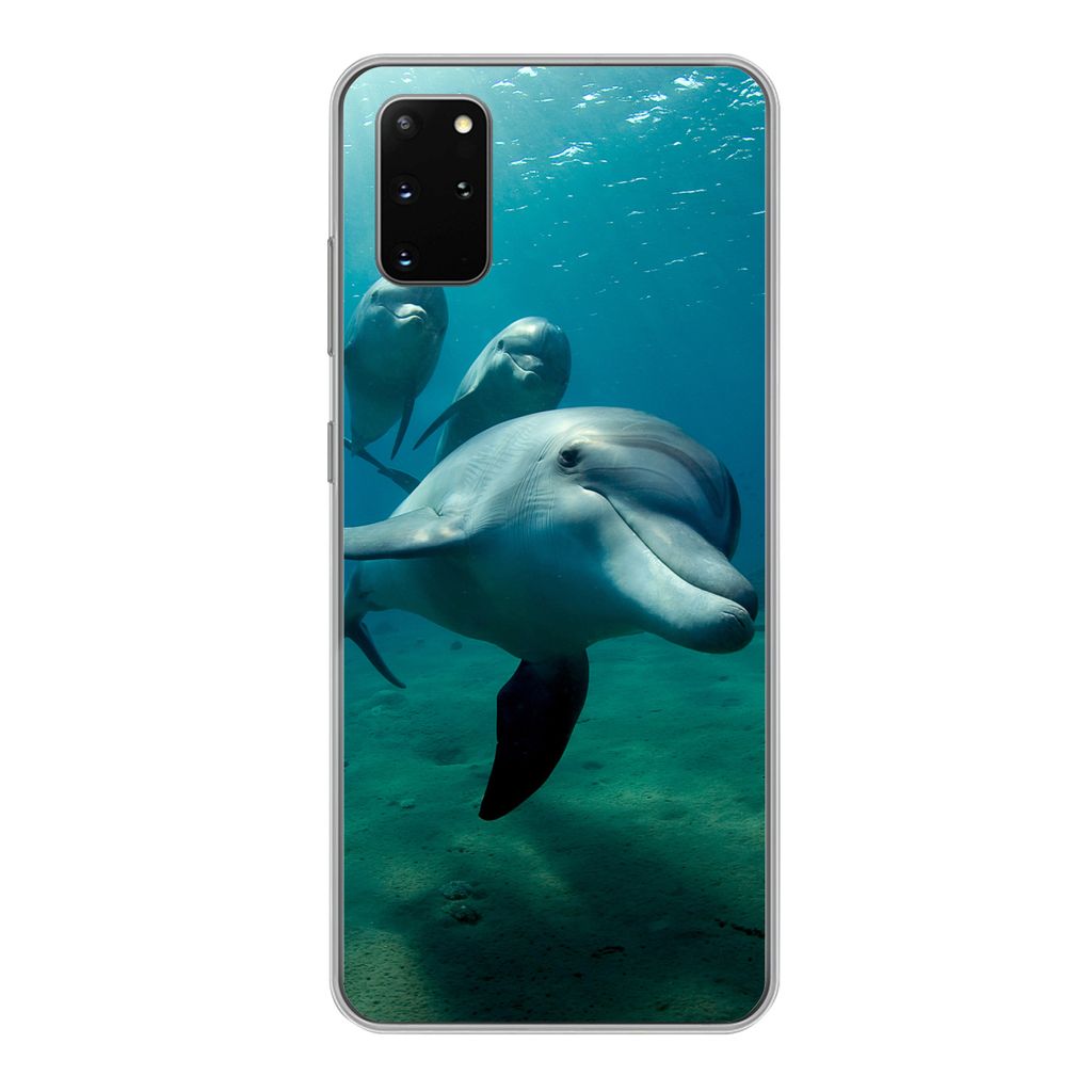 MuchoWow Handyhülle Schutzhülle Hülle für Samsung Galaxy S20 Plus Wasser - Delphin - Blau Silikon Softcase Handy Hülle - Hartschale