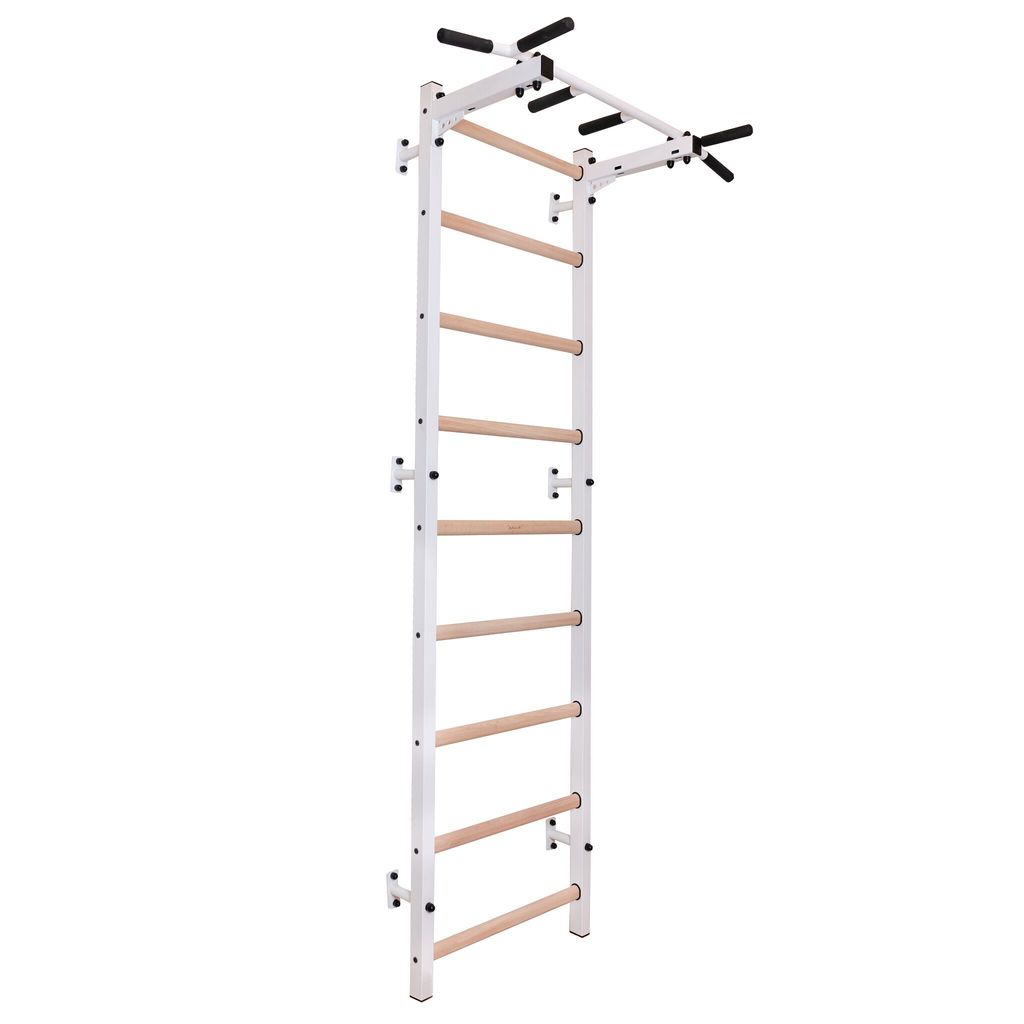 BenchK Sprossenwand Fitness-System "721", mit fest montierter Klimmzugstange, 721W, Weiß