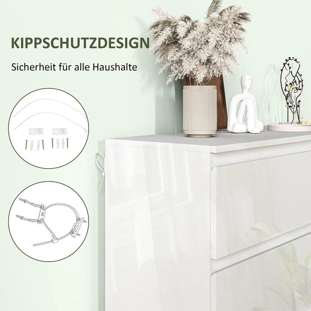 Buffet haut blanc à 5 tiroirs pour rangement bureau et salon modulable - 6