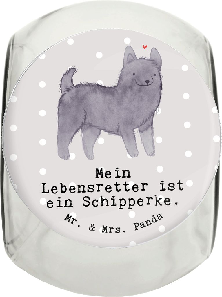 Mr. & Mrs. Panda Dose Schipperke Lebensretter XL 2000ml - Grau Pastell - Geschenk, aufbewahrungsglas, Dekoglas, Vorratsglas, Vorratsbehälter, Keks...