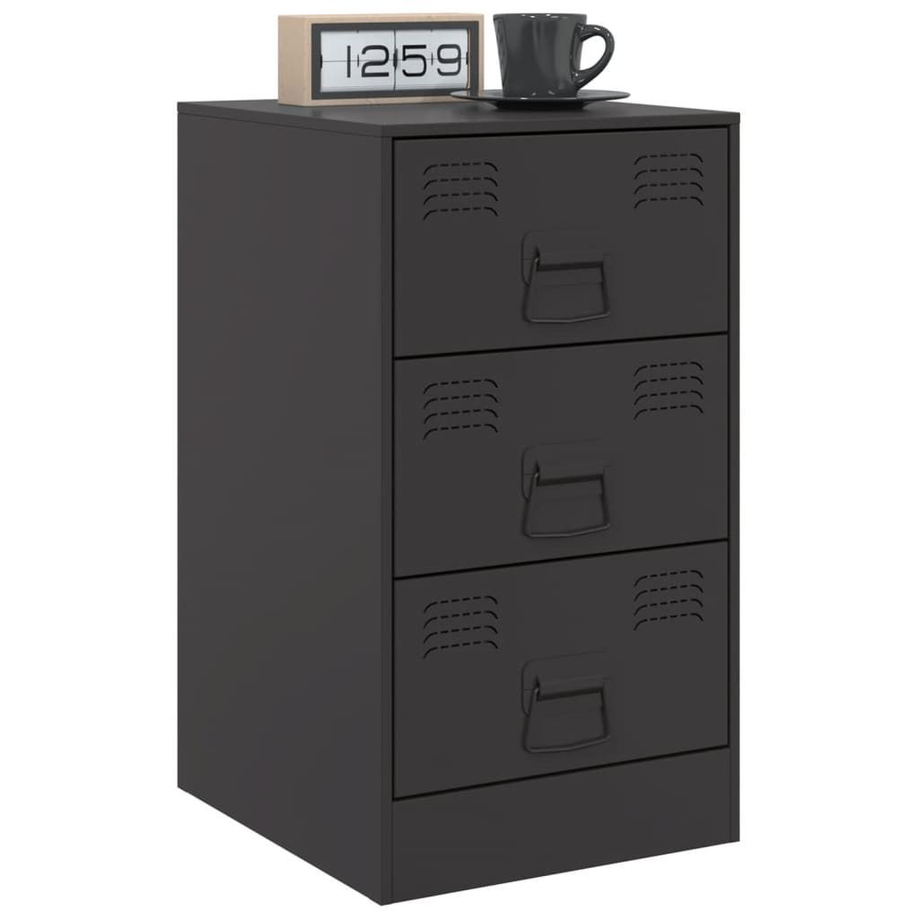 " "2er Set Nachttisch Modernes - Nightstand/Nachtschrank für Schlafzimmer - Schwarz 34,5x39x62 cm Stahl NeuMöbel 6077952