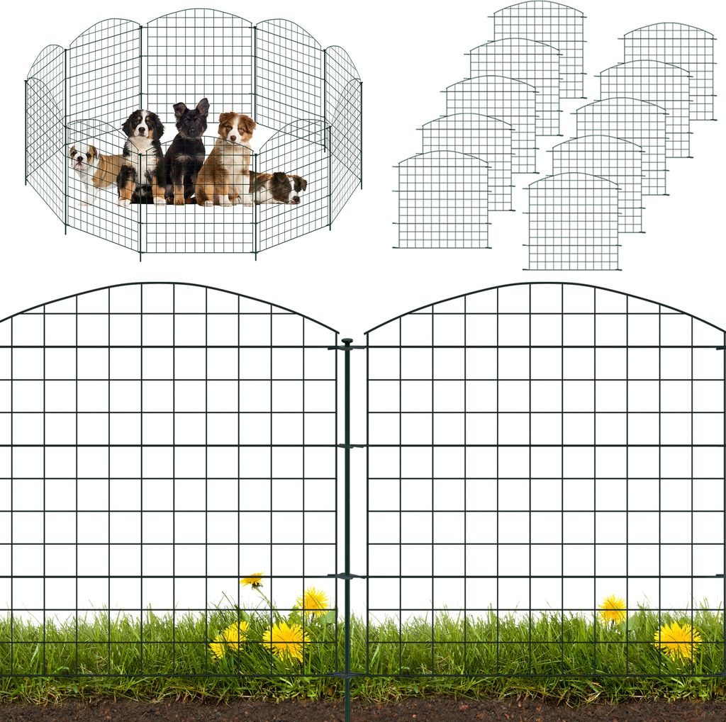 XMTECH Teichzaun Gartenzaun Metall Steckzaun Hundezaun mit Produktbild 