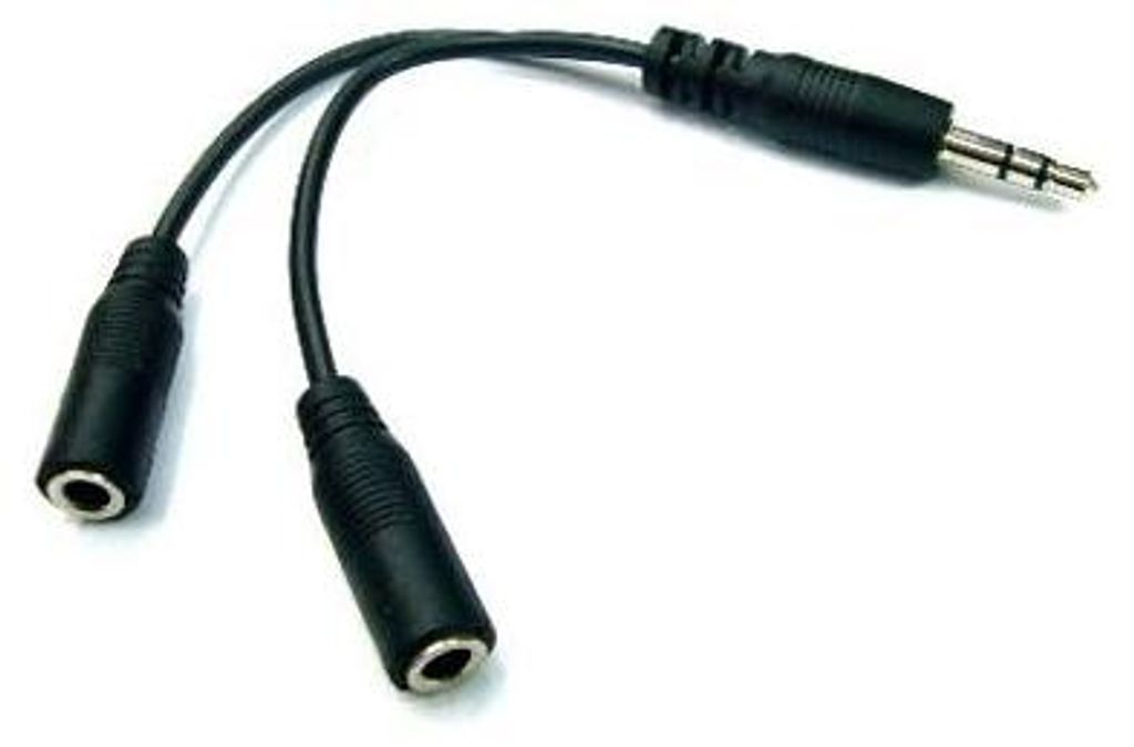 Audio-Splitter, Klinke (3.5mm) M - 2x Klinke (3.5mm) F, 0.2 m, Stereo, schwarz, Logo verkabelt