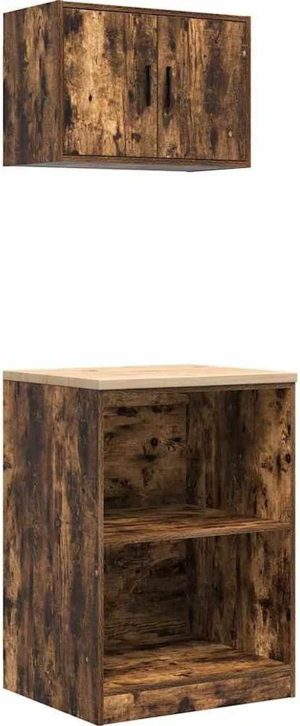 Rangement garage bois composite chêne fumé fini le désordre lot de 2