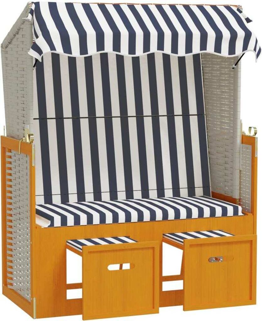 vidaXL Strandkorb mit Dach Poly Rattan & Massivholz Weiß & Produktbild 3
