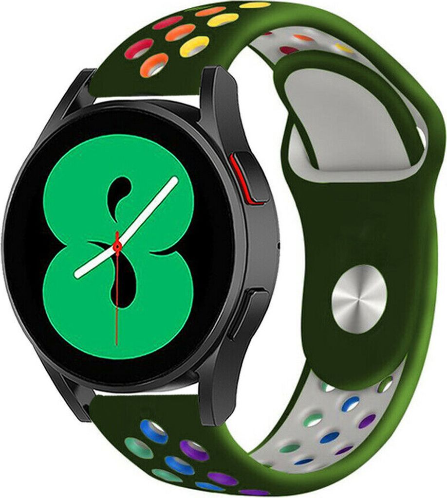 Strap-it Samsung Galaxy Watch 4 - 40mm Sportarmband (Armeegrün/Bunt)