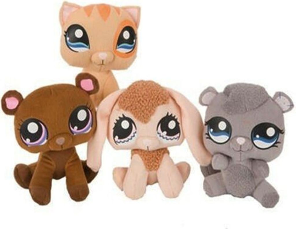 1 x Littlest Pet Shop, Plüsch, ca. 15 cm, 1 aus 4 Varianten (Katze, Hund, Hase oder Hörnchen)