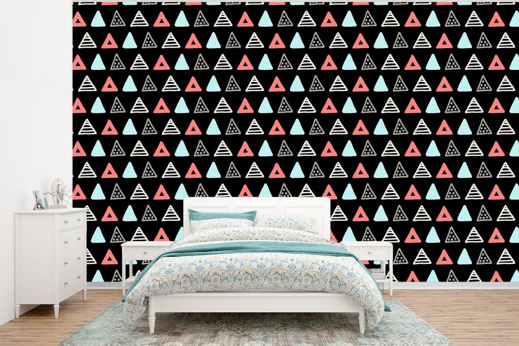 MuchoWow Fototapete für Wohnzimmer oder Schlafzimmer Wandtapete Vinyl Motivtapete Jungen - Design - Dreieck - 400x300 cm - Papiertapeten