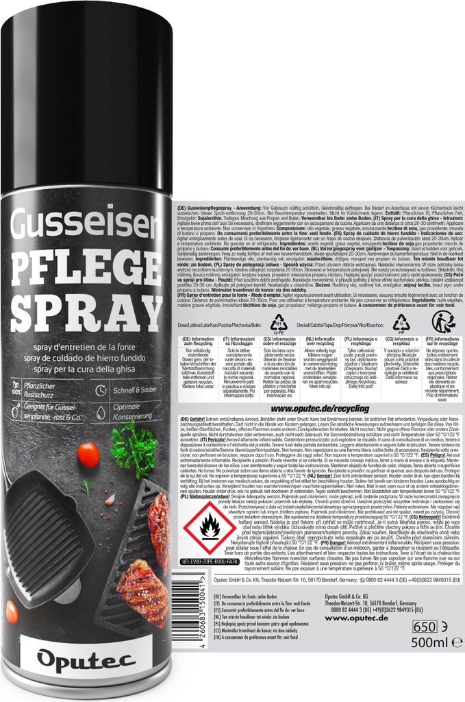 Oputec 3 x 500ml Gusseisen-Pflegespray - Ideales Produktbild 2