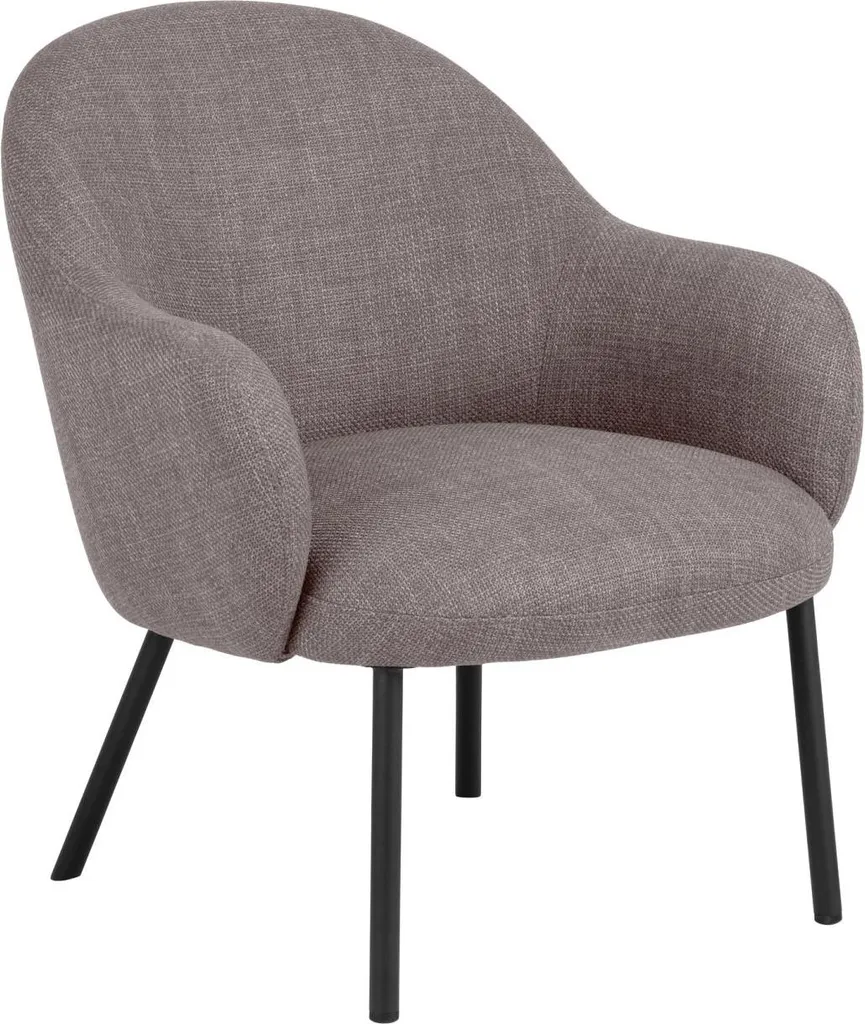 Spencer Fauteuil Lounge Gris Clair avec Assise Moelleuse et Pieds Bois