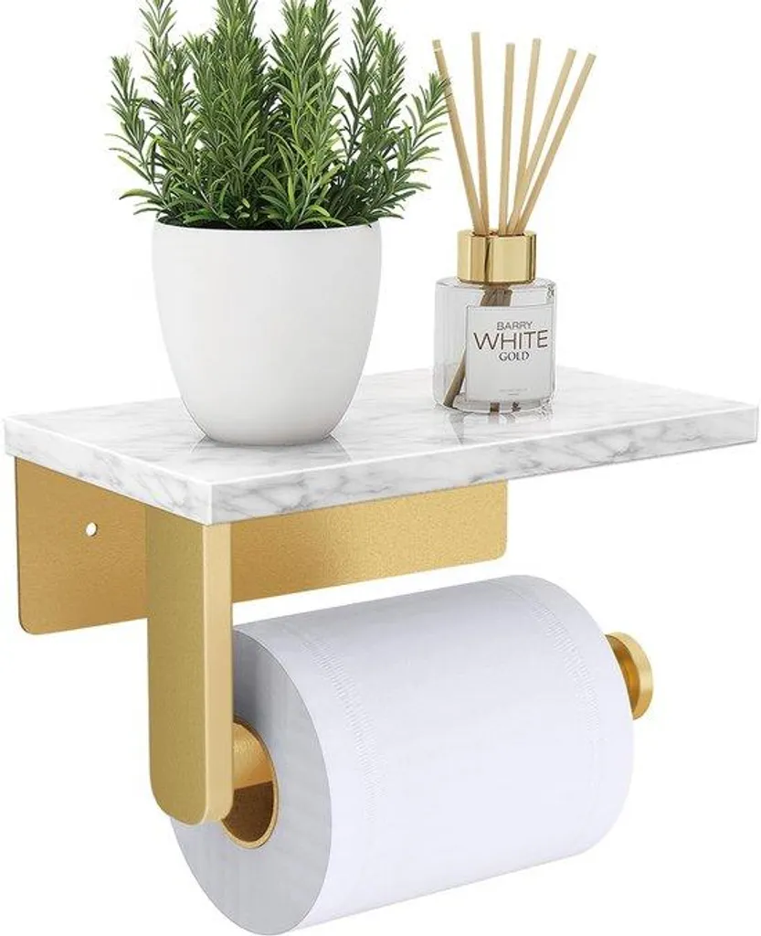 Porte-rouleau WC en acier inoxydable mat avec support pierre naturelle