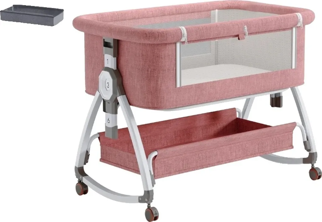 Lit bébé cododo rose anti-reflux : sommeil réparateur et sécurisé