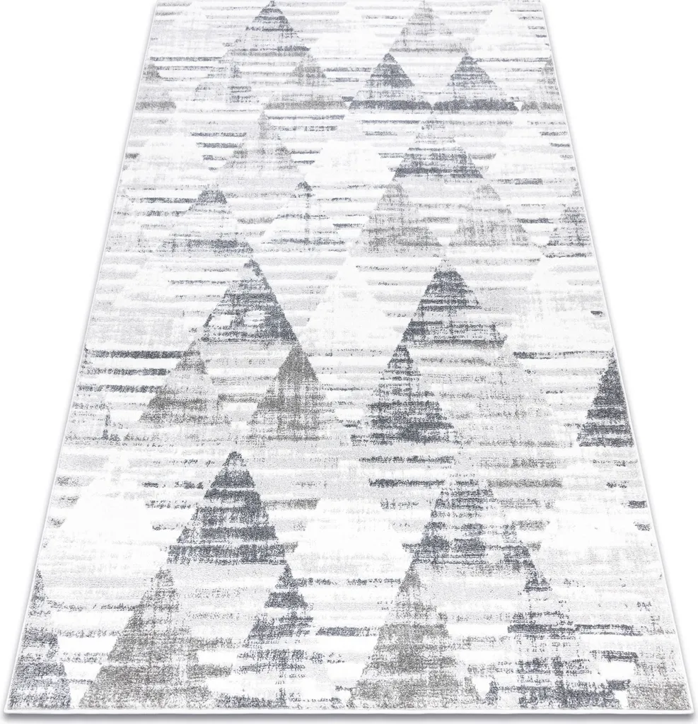 Tapis Design Triangles Gris et Blanc - Texture Douceur en 120x170 cm