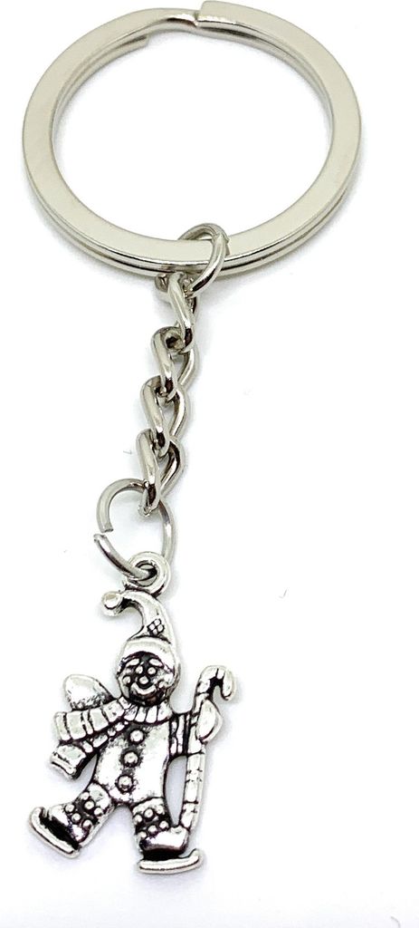 Onwomania Schlüsselanhänger Clown Narr Hofnarr mit Schal silber Metall Anhänger Charm