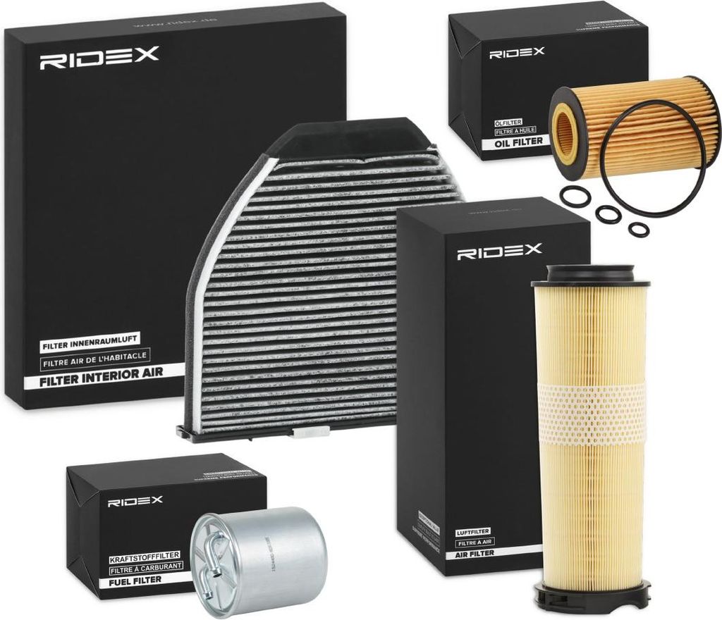 RIDEX Filterset Inspektionspaket Filtersatz passend für MERCEDES-BENZ C-Klasse Limousine (W204) C-Klasse T-modell (S204) CLK (C209)