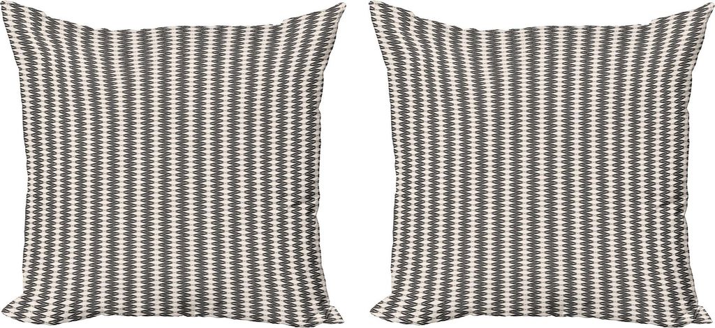 ABAKUHAUS Art Deco Kissenbezug Set (2Stück), Abstrakte geometrische optische Täuschung Effekt Bild mit Rhombus und Zigzags, 40 x 40 cm, Koksgraue...