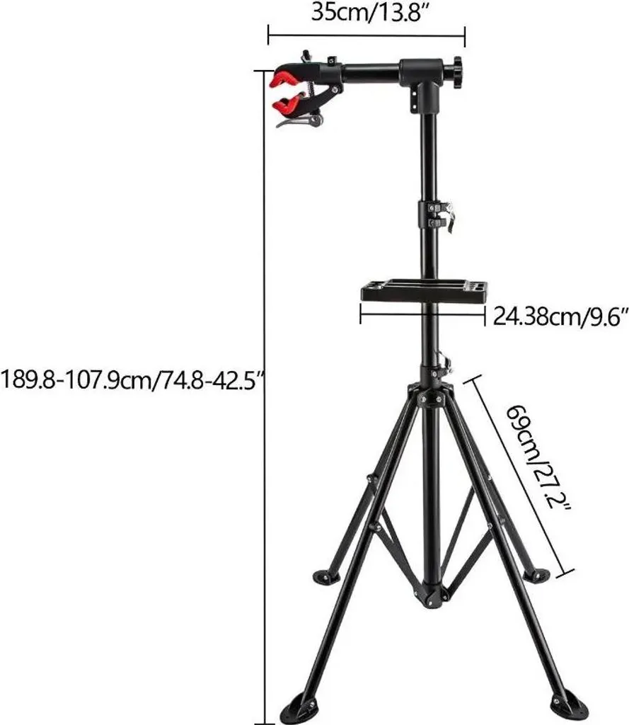 Pied d'atelier vélo gris clair réglable et pliable - Support rotation 360° - 2