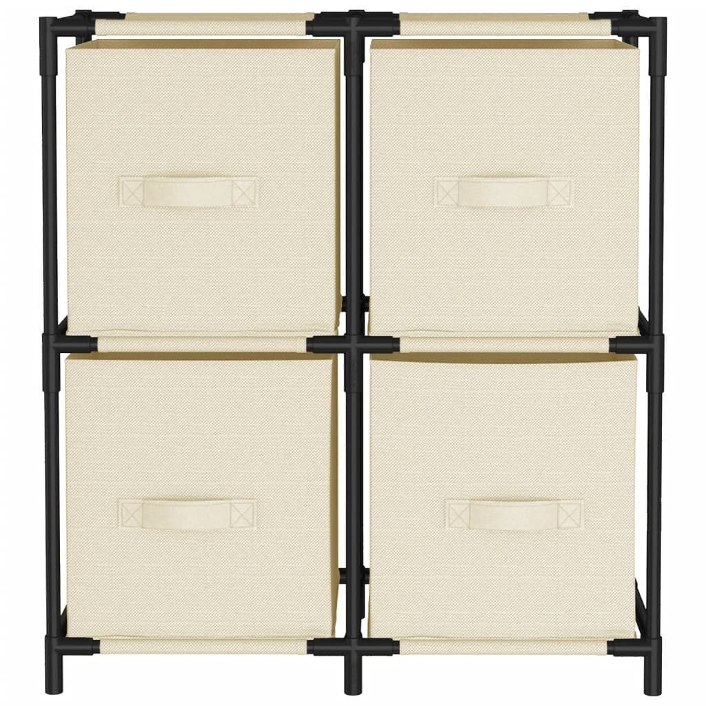 Stabli Kommode mit 4 Körben aus Stoff Creme 63×30×71cm Stahl - Kommoden DE704719 - Kommoden