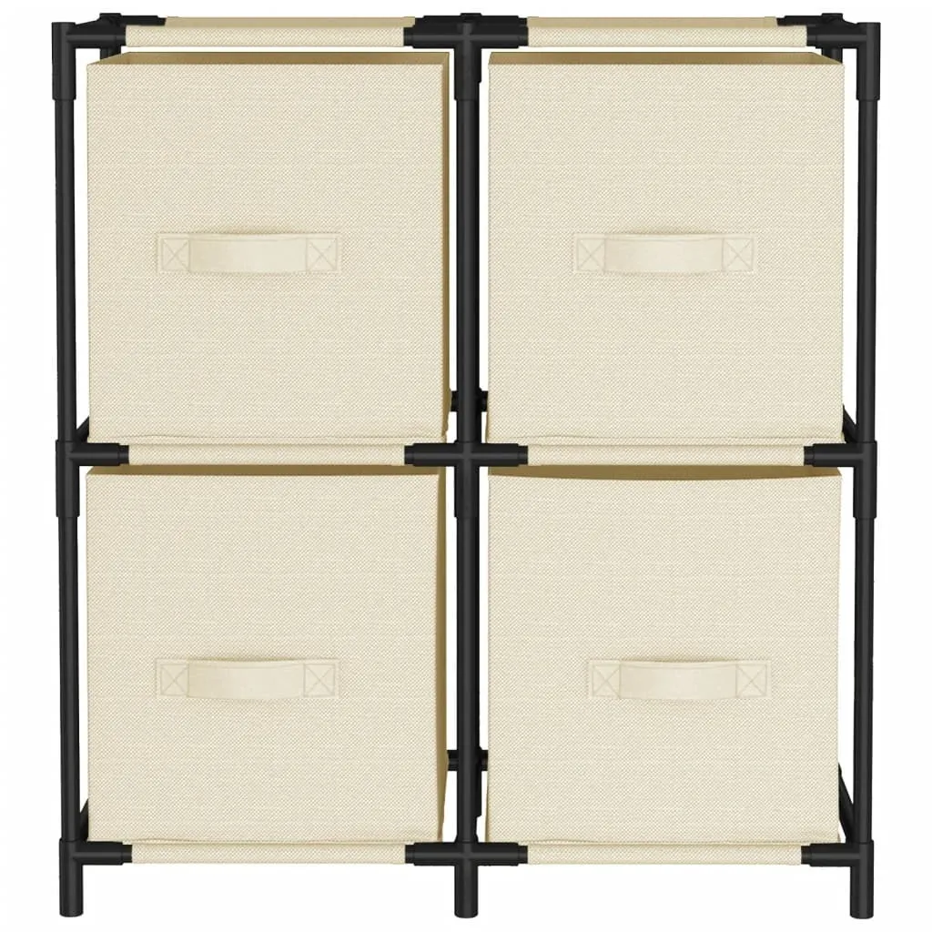 Commode 4 paniers tissu crème structure acier compacte 63x30x71 cm - 3