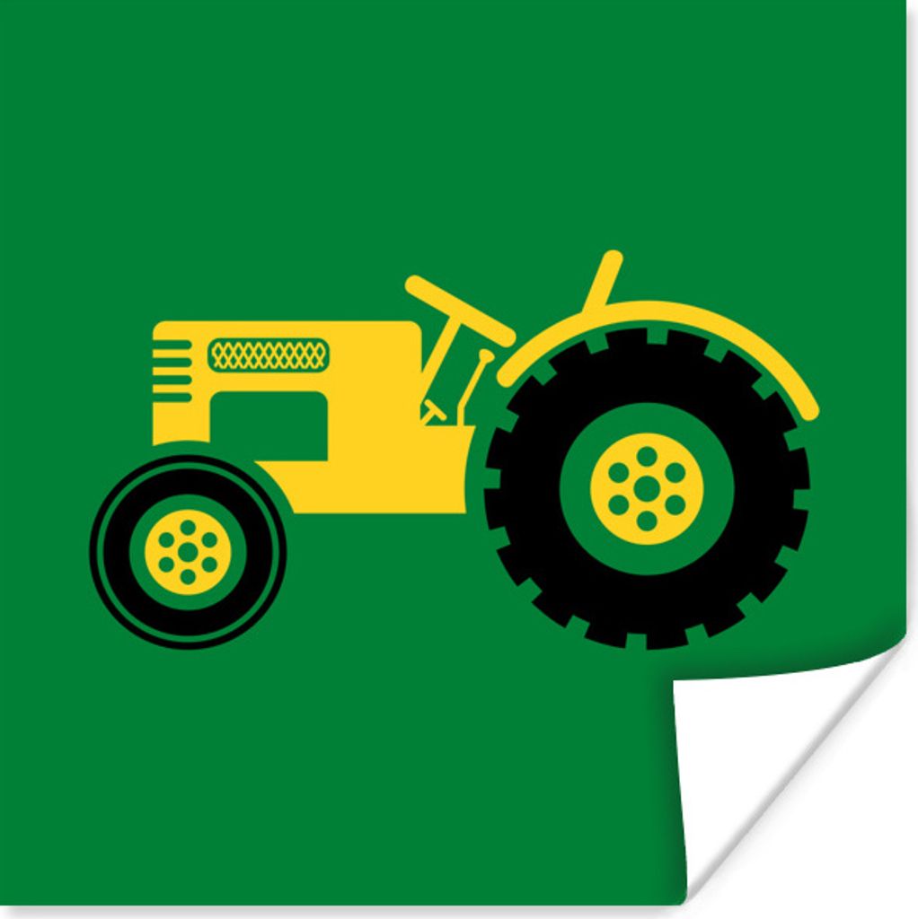 MuchoWow Poster Traktor - Gelb - Grün 75x75 cm - Wand Dekoration
