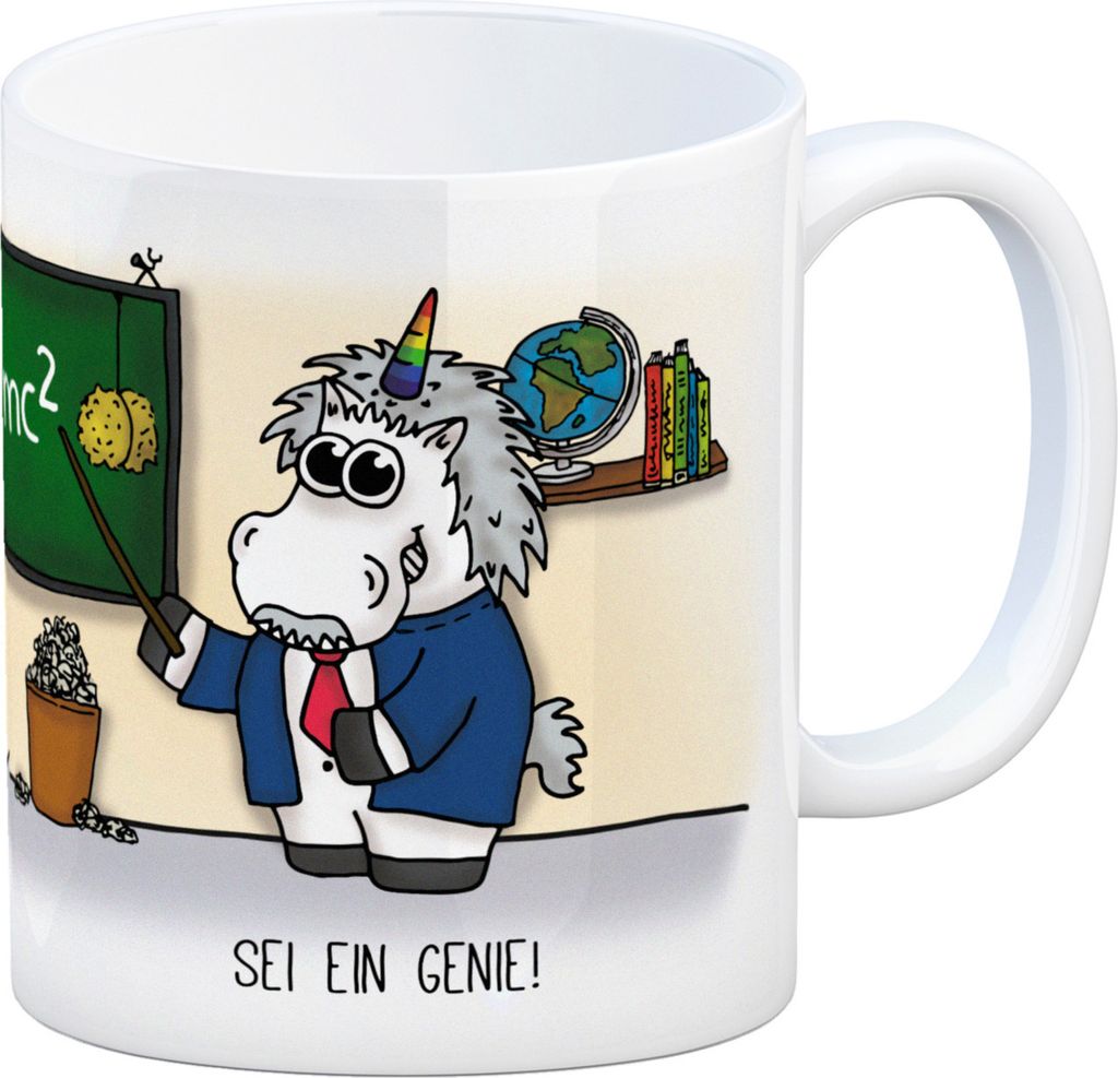 Honeycorns Kaffeebecher mit Einhorn Motiv und Spruch: Sei ein Genie! Büro