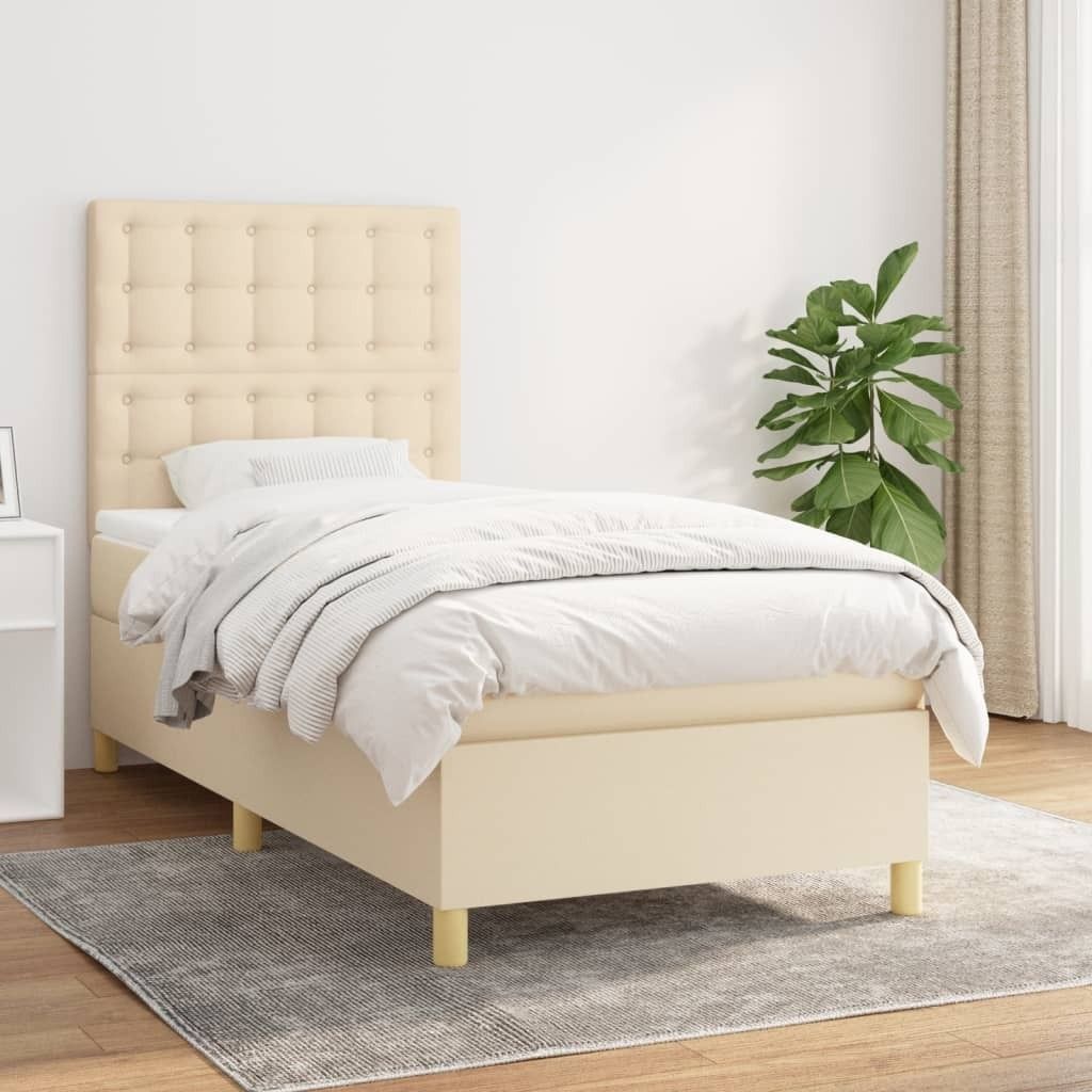 Maison Exclusive - Boxspringbett mit Matratze Creme 90x200 cm Stoff