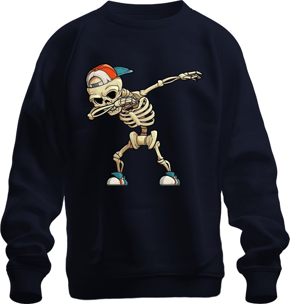 Dab Skelett Halloween Cap Sneaker Hip Hop Cartoon Skater Cool Uni Sweatshirt Pullover, Navy, 3XL