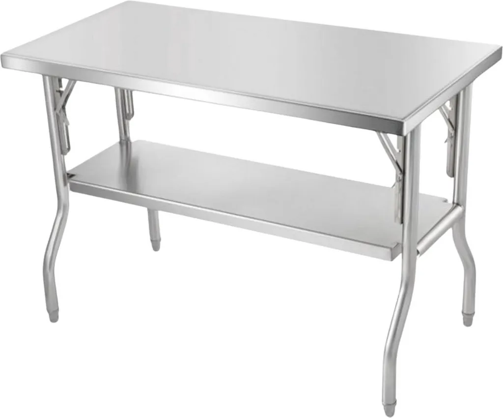 Table pliante inox haute résistance 350kg - Plan de travail 122x61 cm