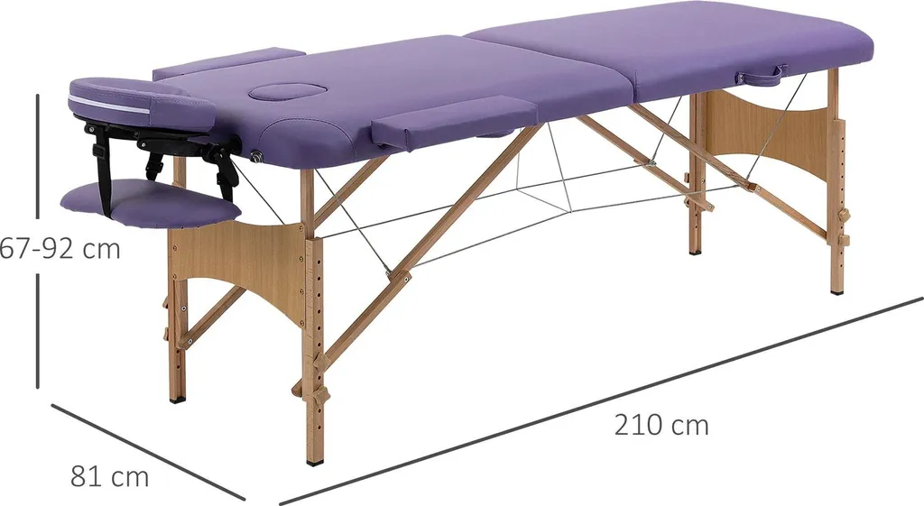 Table de soins pliante violette avec cadre bois robuste pour esthétique - 3