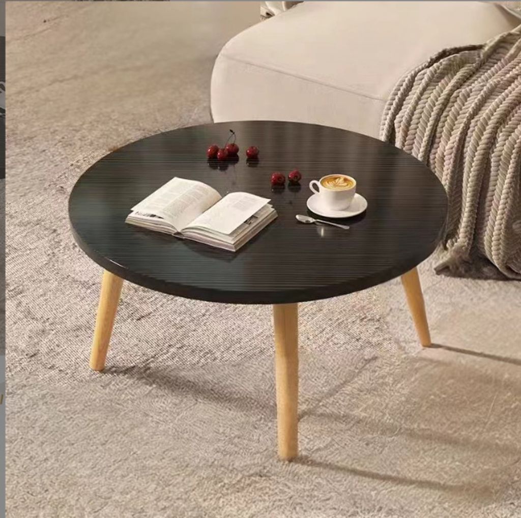 Niedriger Couchtisch,Stabiler Bodentisch,Runder kleiner Beistelltisch,Laptoptisch Mitteltisch für Wohnzimmer,Kleiner Raum 50x50x40cm Schwarz