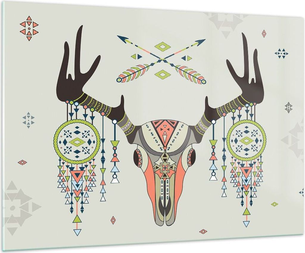 Bilder auf glas - Hirsch Mandala Spiritualität wild - 100x70cm - Glasbilder - Wandbilder - Kunstdruck - Wanddekoration aus Glas - Glas Bilder - Wa...