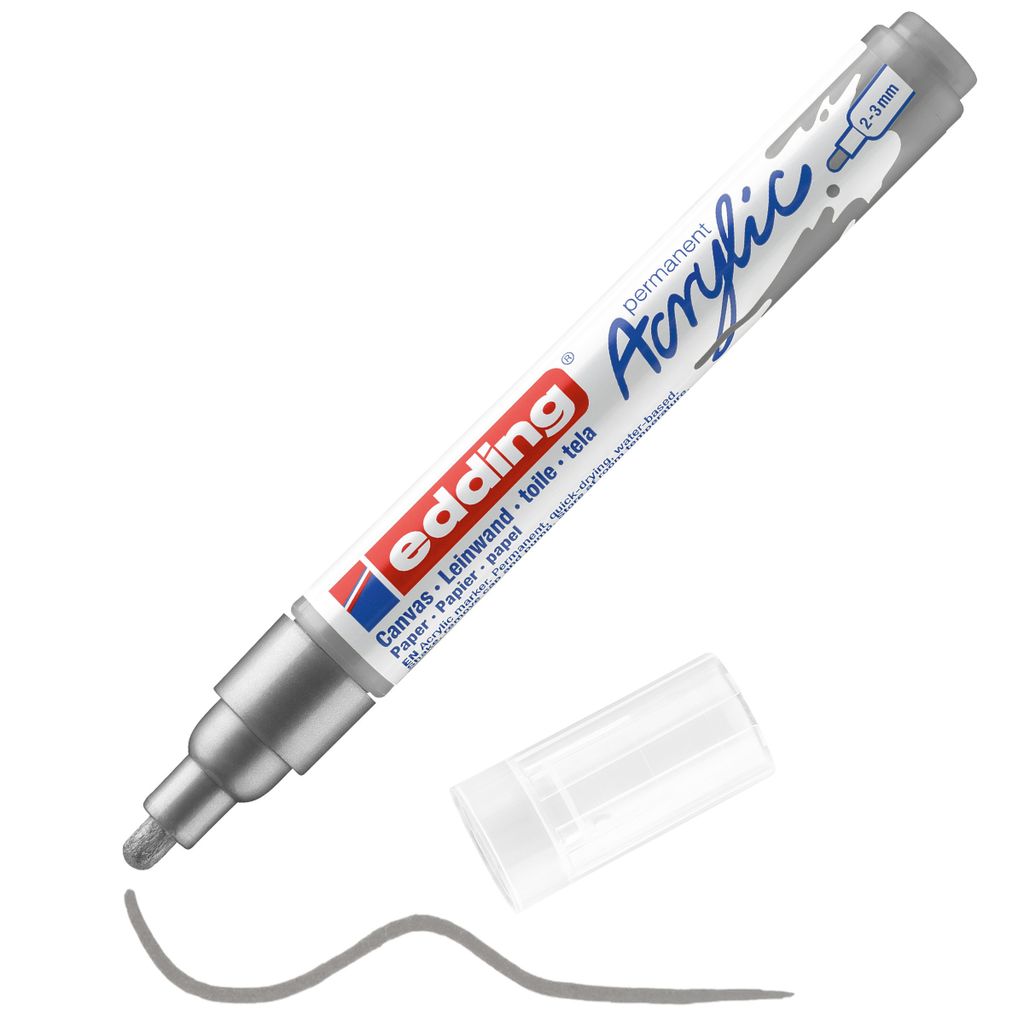 Edding 5100 Acrylmarker Medium, Silber, Silber, Medium, 2 Produktbild 