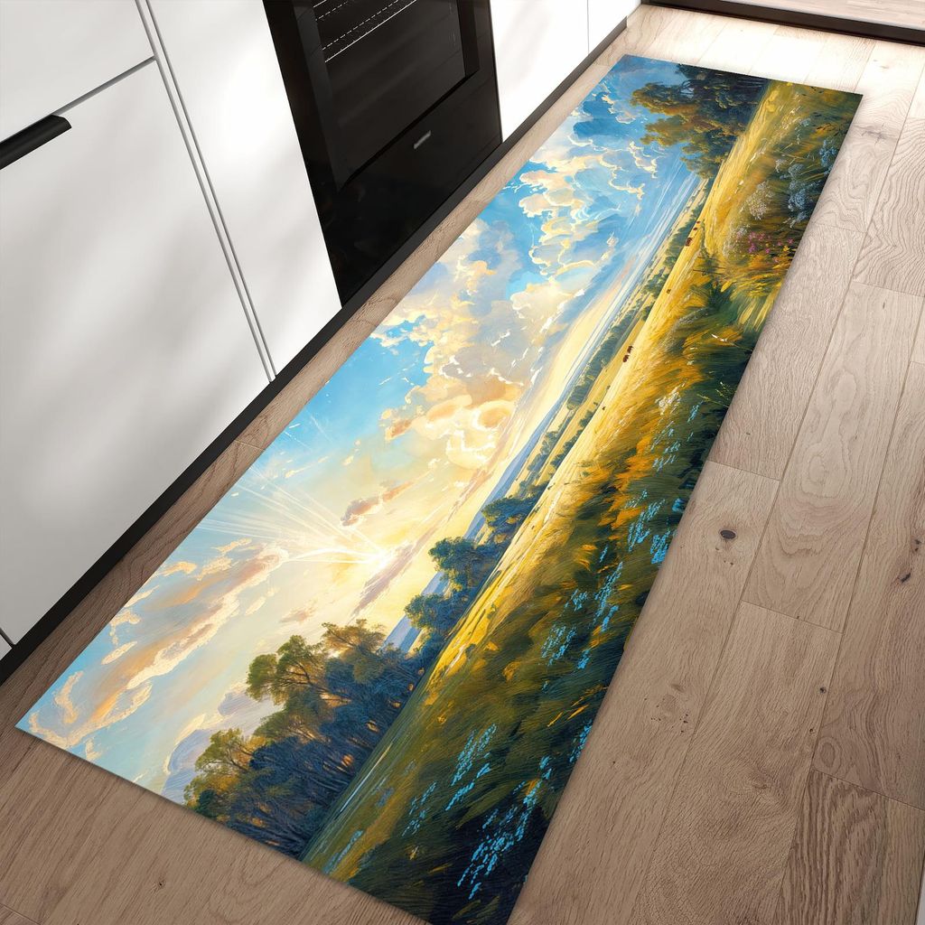 Küchenteppich 60x90cm rutschfest & abwischbar PVC Läufer - Landschaft mit Wolken