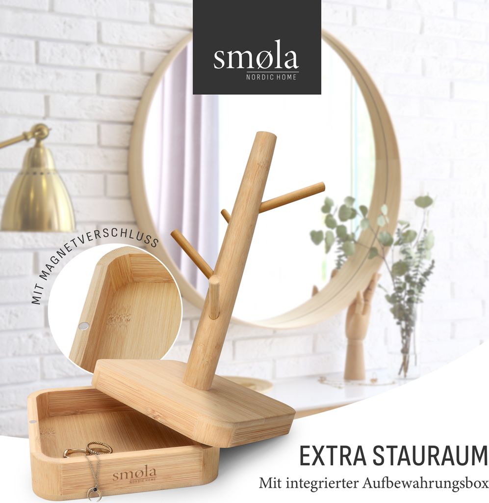 smøla Schmuckbaum aus Holz - 4 Ebenen mit Aufbewahrungsbox Produktbild 4