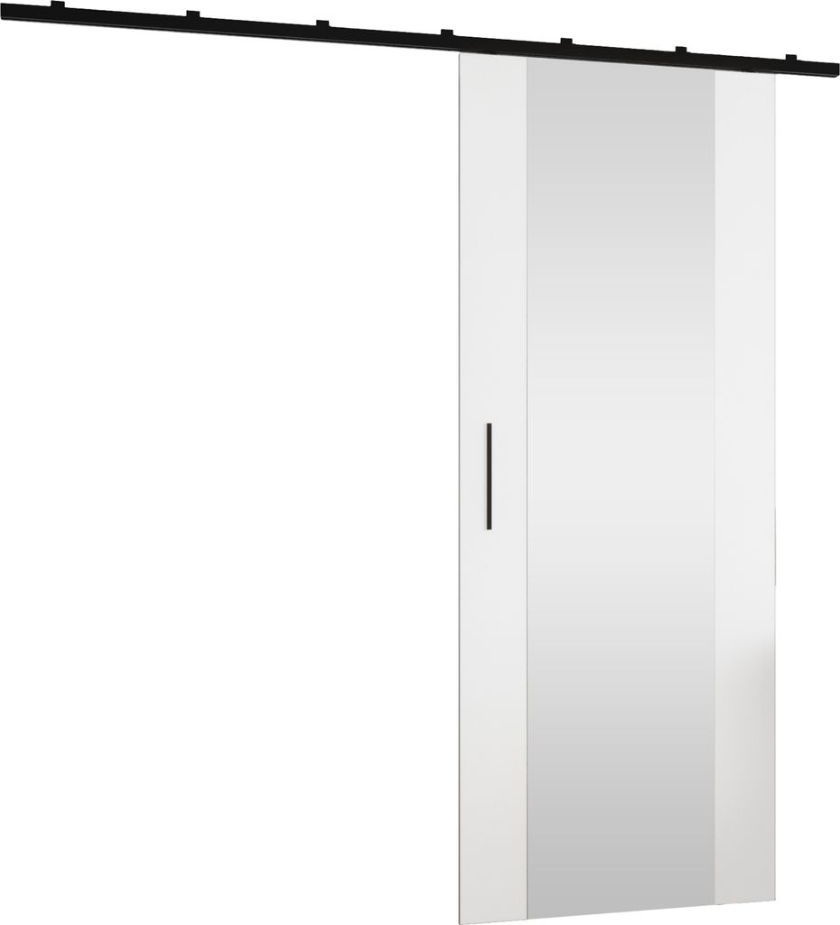 MIRJAN24 Schwebetür Zonda 70 II, Stilvoll Zimmertür, Aluminium-Gleitschienen, Frontspiegel, Tür universell Links / Rechts (Farbe: Weiß)