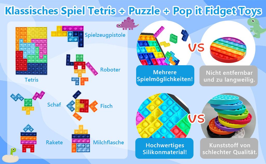 Pop It Antistress Bubble Fidget Push Zappelblöcke Puzzle Produktbild 5