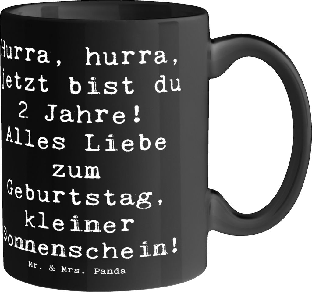 Mr. & Mrs. Panda Tasse Spruch 2. Geburtstag - Schwarz - Produktbild 