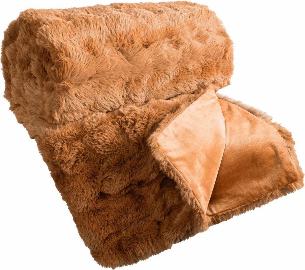 EUROFIRANY | Sofaüberwurf - Tagesdecke - Bettüberwurf - 200 x 220 cm - orange - Bettdecke - Steppdecke - gemütlich und fluffig