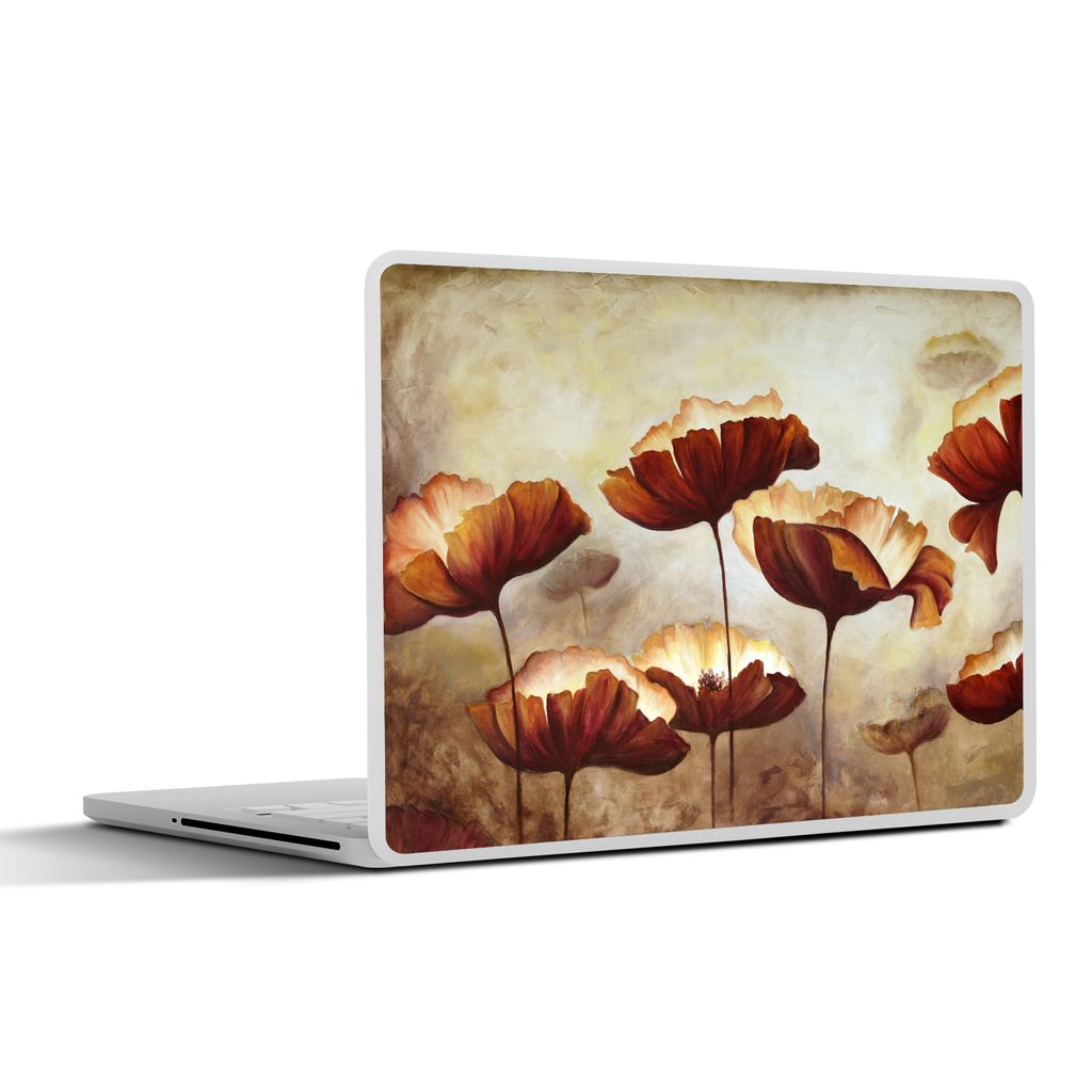 MuchoWow Laptop Aufkleber Sticker Cover Malerei - Blumen - Ölfarbe - Pflanzen 25x18 cm - Laptop-Deko