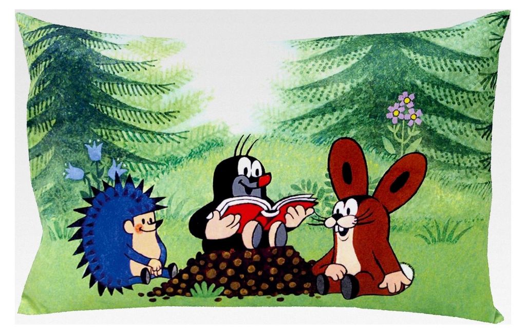 Kuschelkissen Kleine Maulwurf Microvelours Lesestunde 45x30cm