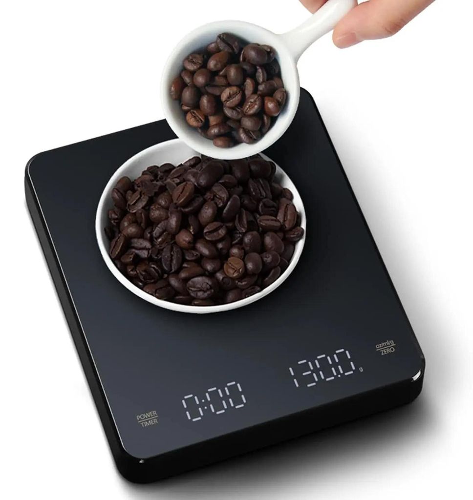Küchenwaage - Digital - 0,1 g Genauigkeit - 1–3000 g Kapazität - LED Touchscreen - Edelstahl - Schwarz